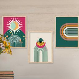 WALLLANE Brown & Green 3 Piece Wood Wall Paintings-image-97