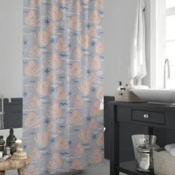 ArtzFolio Grey & Blue Abstract Printed Waterproof Shower Curtain-image-33