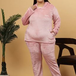 KLOTTHE Women Solid Plus Size Hooded Nightsuit-image-63