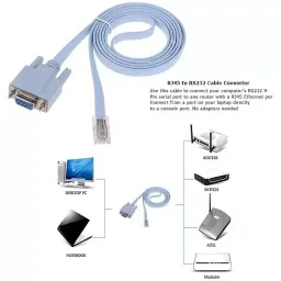 Mak World 9 Pin DB9 Serial RS232 to RJ45 Cat5 Ethernet Console Cable Light Blue, 1 m image 2