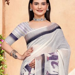 Anouk Rustic Ethnic Motifs Printed Zari Block Print Saree image 5