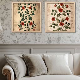 Kotart Brown & Green 2 Pieces Floral Printed Wooden Wall Arts-picture-11