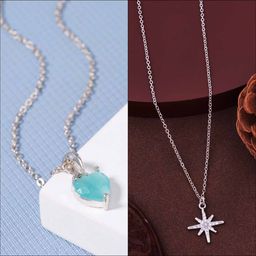 Boghra Sales Women Set Of 2 Silver-Plated German Silver American Diamond Necklace-13