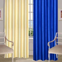 BELLA TRUE Blue & Cream 2 Pieces Black Out Window Curtains-picture-49