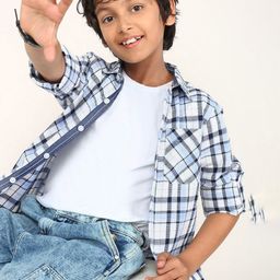 BONKIDS Boys Tartan Checked Long Sleeves Cotton Shirt-image-78