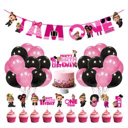 Zyozi 1st Birthday Girl Decorations kit Pink - (Pack of 37)-image-86