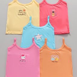 Bodycare Singlet Cotton Slips Multiprint Pack of 5 - Multucolor-image-63