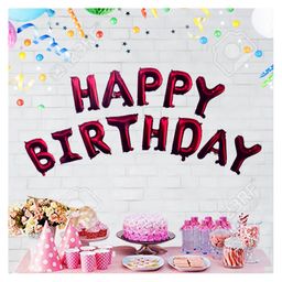 Bubble Trouble Happy Birthday Foil Balloon 16 Inch Mylar Foil Letters Sign Banner Bunting Reusable Ecofriendly Material Decorations & Party Supplies Crome Red - 13 Pieces-24
