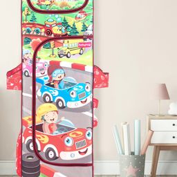 Babyhug Foldable 5 Shelf Almirah With Wheels Baby Car Theme - Red-84