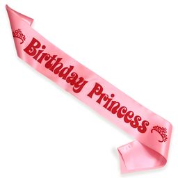 Wobbox  Birthday Princess Sash Birthday Decoration(Pink)-image-26