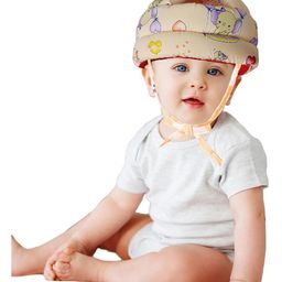 Luvlittle Adjustable Cushioned Baby Safety Helmet Elephant Print - Yellow (Print May Vary)-image-1