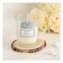 The Procure Store Marigold Flower Design Scented Candle- Grey-53