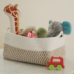 Jasmey Homes Rectangular Cotton Basket - White and Beige-image-57