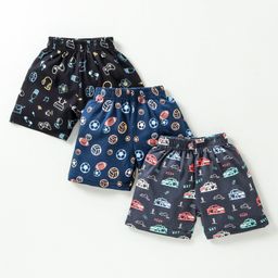 CUCUMBER Sinker Knit Knee Length Shorts Football Print Pack of 3 - Multicolour-picture-13