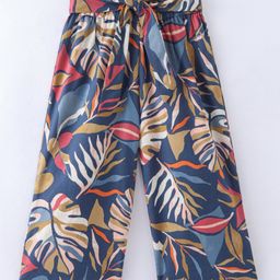 CrayonFlakes Cotton Leaves Printed Palazzo - Blue-image-83