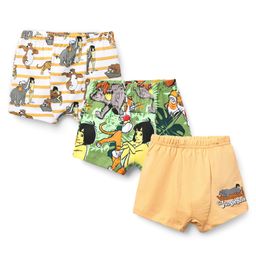 Babyhug Disney Cotton Lycra Trunk With Mowgli & Friends Graphics Pack Of 3 - White Green & Tan-image-22