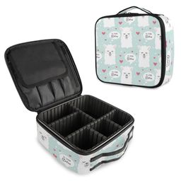 House of Quirk Makeup Box/Cosmetic Storage Case With Adjustable Compartment - Lama Light Blue-image-69