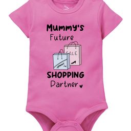 Zeezeezoo 100% Cotton Mothers Day Theme Half Sleeves Mummys Future Shopping Party Text Printed Onesie - Pink-image-61