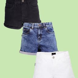 Kiddopanti Pack Of 3 Denim Woven Solid Shorts - Black Blue & White-image-21