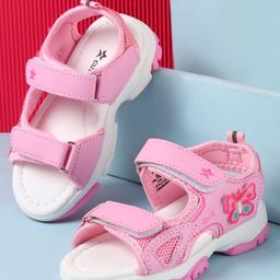 Cute Walk by Babyhug Velcro Closure Sandals with Butterfly Applique - Pink-picture-7