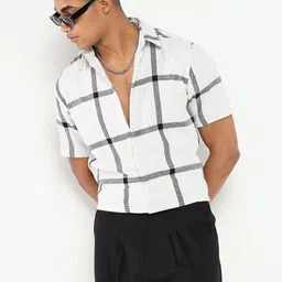SHOWOFF Men Comfort Slim Fit Windowpane Checks Opaque Checked Casual Shirt-image-93