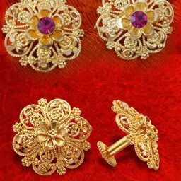 DIVASTRI Set Of 2 Gold-Plated Stone Studded Circular Studs-90