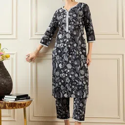 Anouk Printed V-Neck Pure Cotton Tunic With Trousers Co-Ords-image-88