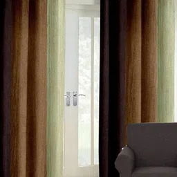 BELLA TRUE Brown & Sea Green 2 Pieces Regular Door Curtain-image-57