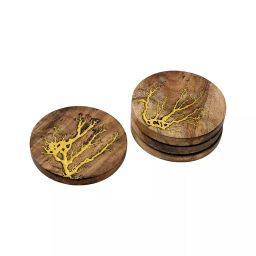 Screw Tight Wooden Round Shape Coaster Set CTR067 (Pack of 4 Pcs)-91