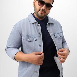 LINARIA Men Lightweight Solid Regular Fit Plus Size Denim Jacket-picture-40