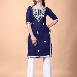 Rinbin Women Ethnic Motif Embroidered Thread Work Kurta-image-99