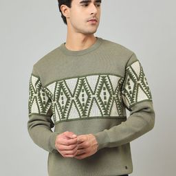 Duke Men Geometric Self Design Pullover Sweater-image-13