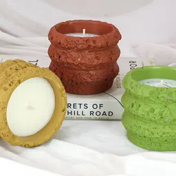 TIED RIBBONS Green & Brown 3 Pieces Gardenia Scented 14-16 Hours Burn Time Jar Candles-34