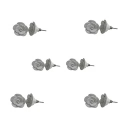 Indianshelf 6-Pcs Grey Glossy Ceramic Knobs-14