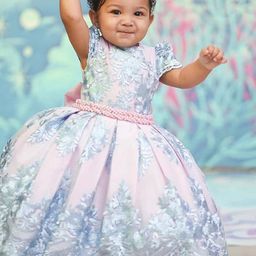 YK Girls Floral Print Fit & Flare Dress-57