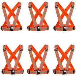 Rahul Professionals Vest Gear Safety Jacket Sleeveless Polyester Orange Length 40 cm (Pack of 6)-picture-3