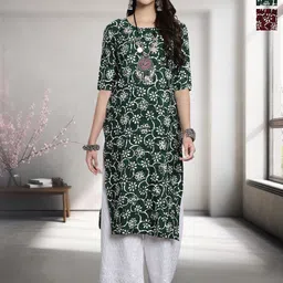 HERE&NOW Selection Of 2 Ethnic Motifs Printed Round Neck Straight Kurta-image-50