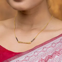 Anouk Gold-Plated Artificial Stones Studded And Beaded Mangalsutra image 4