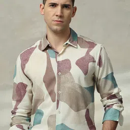 Mufti Men Slim Fit Spread Collar Abstract Printed Cotton Casual Shirt-image-85