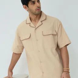 The Souled Store Oversized Sand Dune Cotton Linen Casual Shirt-image-89