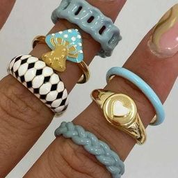 Arzonai Pack of 6 Blue Raspberry Metal Ring Set-image-14