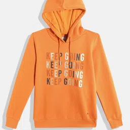 Monte Carlo Girls Orange Typography Printed Hooded Sweatshirt-image-73