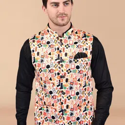 PRINTINDIA Men Printed Mandarin Collar Nehru Jacket-21