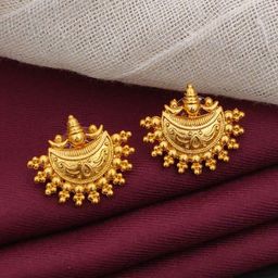 SOLIBELLE Gold-Plated Crescent Shaped Studs-image-73