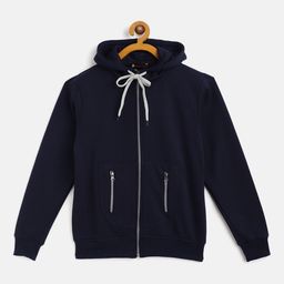 Belle Fille Kids Navy Blue Solid Fleece Lightweight Tailored Jacket-image-78