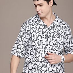 FCUK Pure Cotton Geometric Printed Relaxed Fit Casual Shirt-picture-17