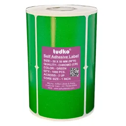 Tudko 50x50 mm 80 GSM 2 UP Self Adhesive Paper Label Green-10