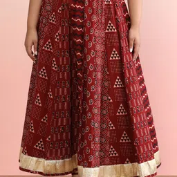 anayna Printed Pure Cotton Flared Maxi Skirt-picture-49