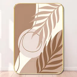 SAF White Abstract Botanical Sparkle Minimalist Neutral Tone Leaf and Sun Wooden Wall Art-image-84