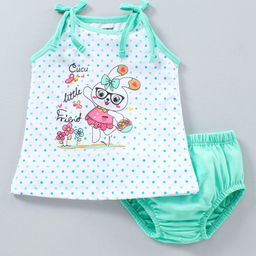 CUCUMBER Sleeveless Printed Cotton Slip & Bloomer Set - Aqua-picture-0